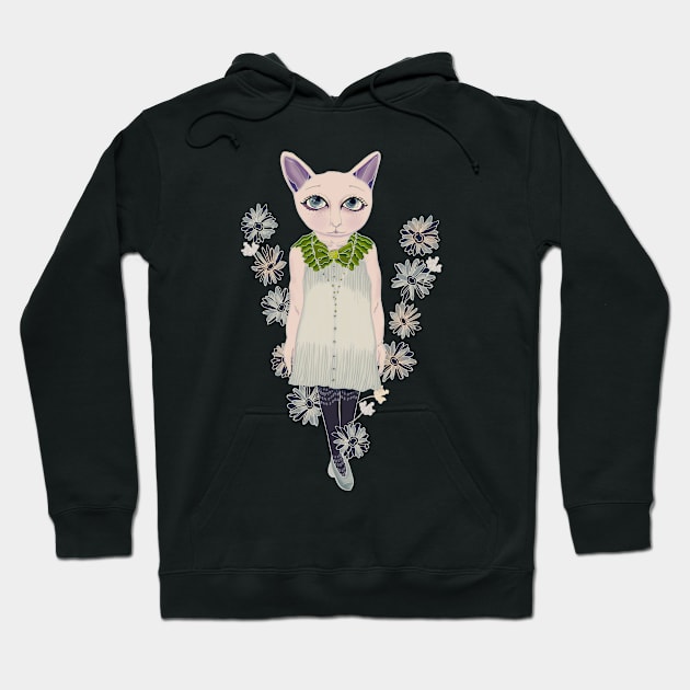 V Cat Girl Hoodie by minniemorrisart